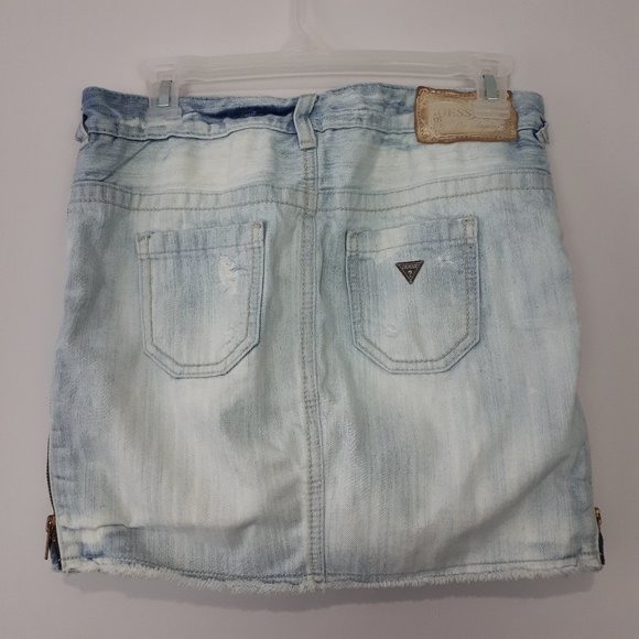 GUESS Distressed Light Wash Denim Jean Mini Skirt - Picture 6 of 12